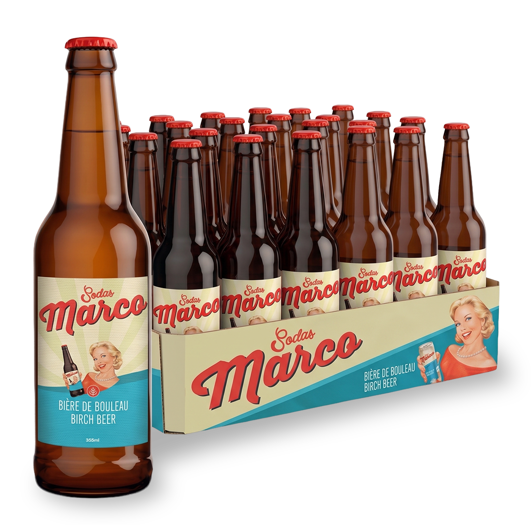 Canette de biere de bouleau artisanale Sodas Marco Quebec 355ml