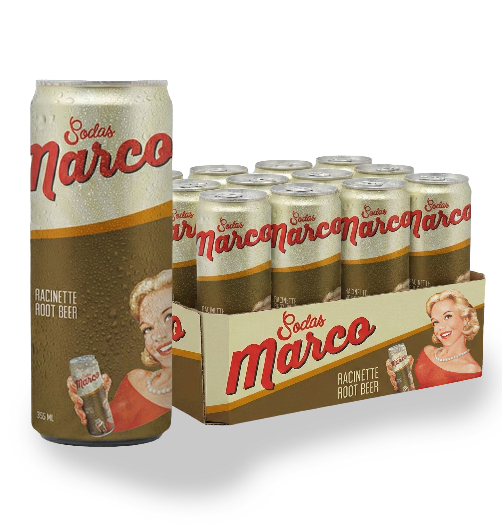 Caisse de 12 canettes de racinette Sodas Marco