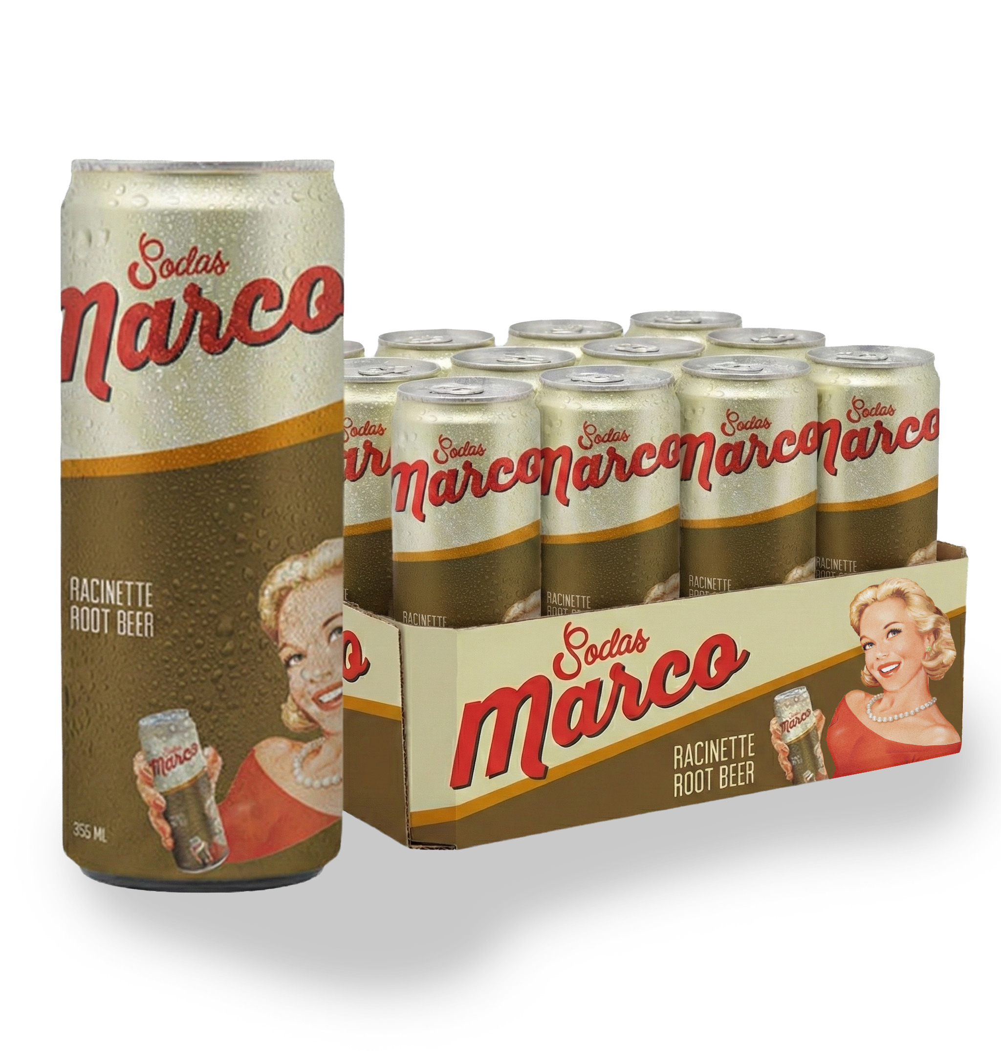 Caisse de 12 canettes de racinette Sodas Marco